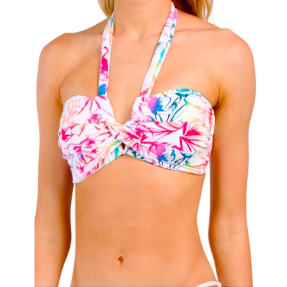 Tommy Bahama Rainbow Fronds Twist Halter
Bandeau Top - Paradise Coral